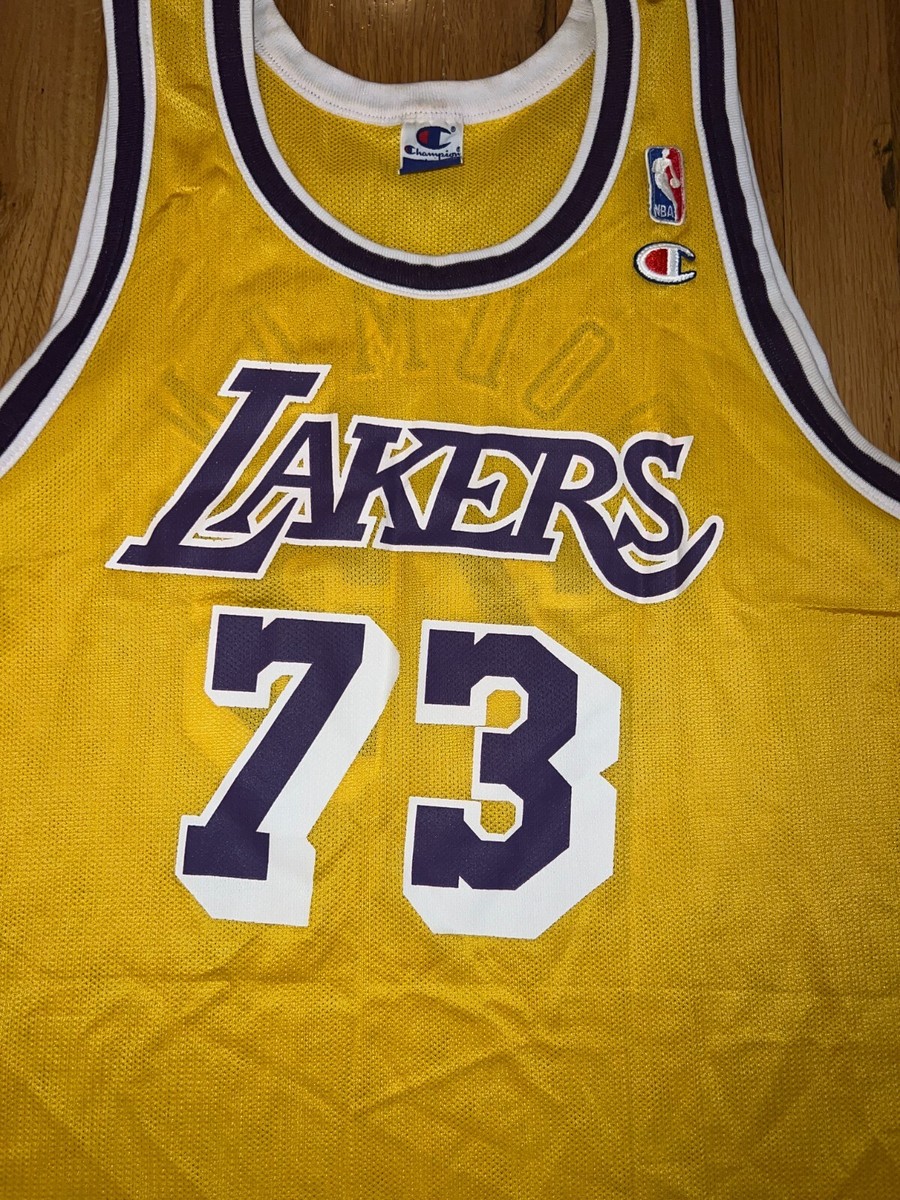 Champion - 美品 未使用 NBA LAKERS Dennis Rodman ユニフォーム Vintage Dennis Rodman Lakers champion jersey 44 Road Purple