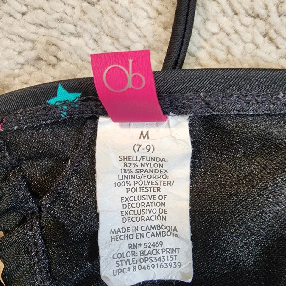 Ocean Pacific Triangle halter Bikini Top Black Stars Medium 7/9 - Image 3 of 4
