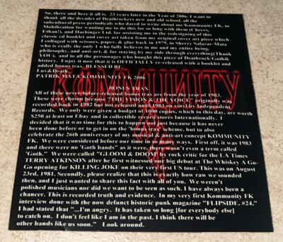 Kommunity FK - The Vision And The Voice CD Rare OOP 2006