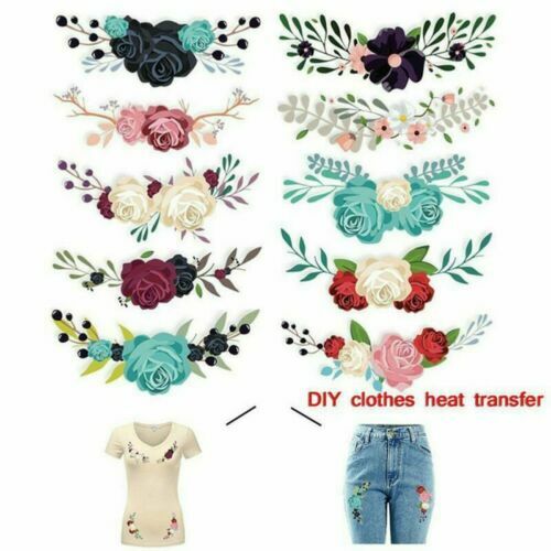 Flower Heat Clothes DIY Applique Transfers Decor 10pc for Clothing Iron On -New - Picture 1 of 12