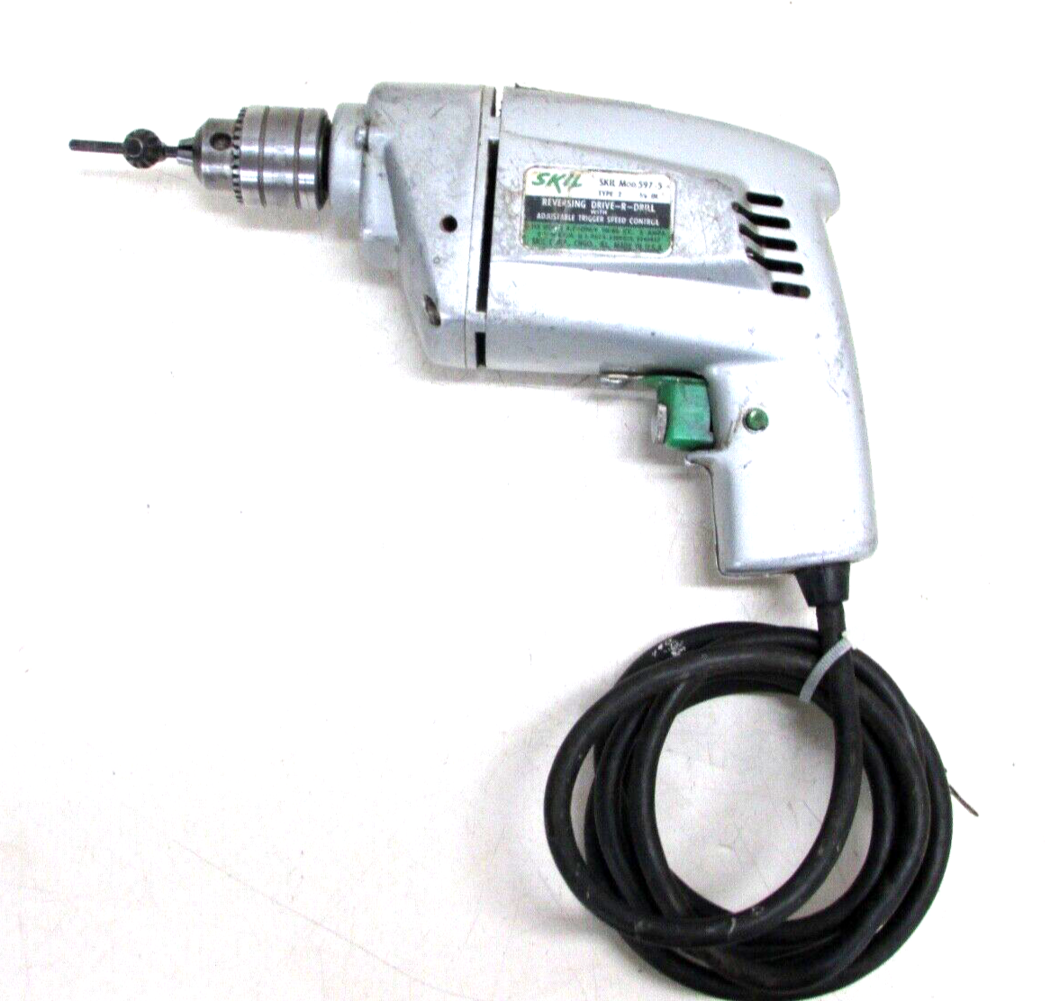 VINTAGE SKIL 3/8 in. DRILL MODEL 597-5, WITH RIDGID CHUCK MODEL