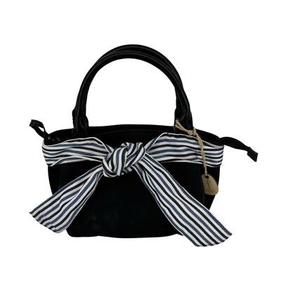 NWTs By Fortuna Valentino Blue Canvas Handbag w Striped Ribbon & Attached Pouch
