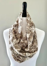 Handmade Women's Lace Infinity Scarf Loop (Chocolate, Almond Colors) - FREE SHIP