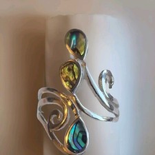 RING 925 Stamp Sterling Silver Abalone Ring