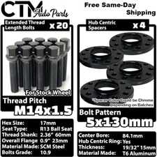 4x 15mm Thick 5x130 84.1mm C.B Wheel Spacer Set Black Bolt Fit Mercedes G Class