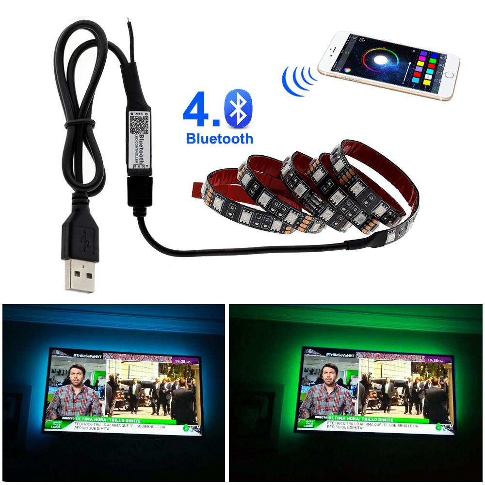DC5V Non-waterproof USB RGB 5050 LED Strip TV Backlight Kit 17 Keys - Foto 10