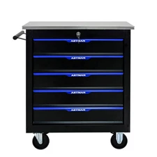 5-Drawer Multifunctional Tool Cart with Wheels  Lockable Powder-Coated Steel