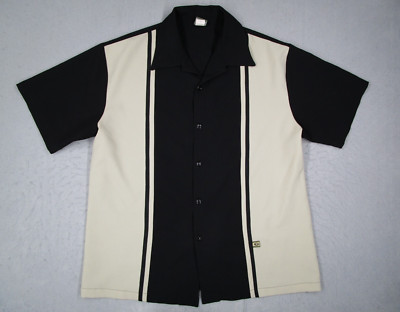 Vintage Interstate Shirt Mens Extra Large Black Button Up Retro Made in USA