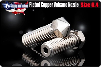 Plated Copper Volcano Nozzle - 1.75mm x 0.4mm, Volcano Hotend,