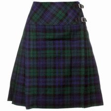 Ladies Knee Length Black Watch Modern Kilt Skirt 20" Length Tartan Pleated
