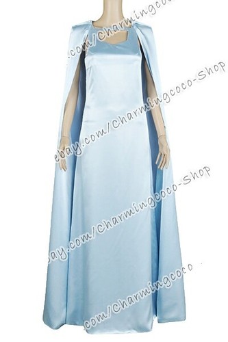 Daenerys Targaryen Game Of Thrones Costume Blue Dress With Cape & Wig Set Daenerys Targaryen Game Of Thrones Costume Blue Dress With Cape & Wig Set