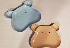 Dinnerware Animal Plates, Bear Face, baby blue  beige, Baby Plates