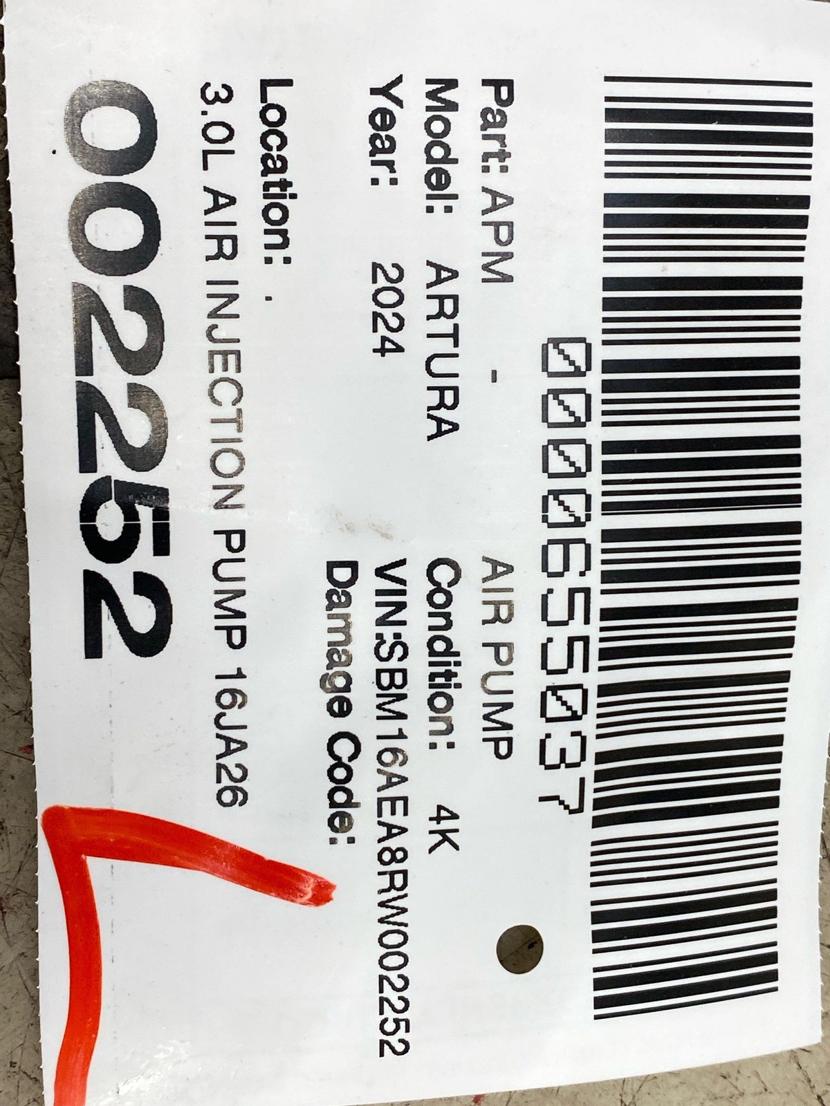 2024 MCLAREN ARTURA 3.0L AIR INJECTION PUMP 16JA263CP OEM