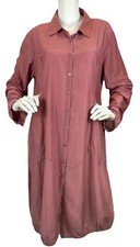 Stella Carakasi Shirt Dress Bubble Hem Silk Blend Buttons Pockets Mauve Sz M