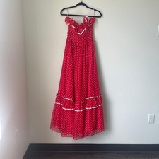 Gunne Sax Jessica McClintock Red Polka Dot Prom Dress Size 5 VTG
