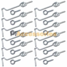 12 Sets Zinc Plated Steel Hook & Eye Door Cabin Latch Farm Barn Hook and Eye