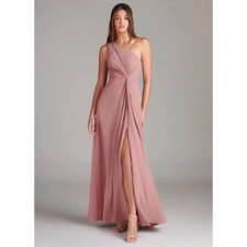 Azazie Brooke Dusty Rose A-Line One Shoulder Maxi Dress Dusty Rose A6 NWT