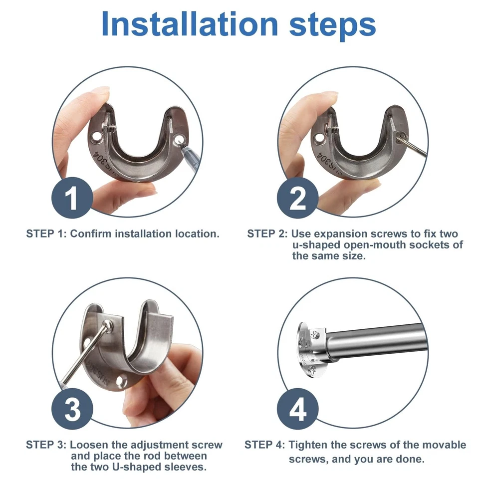 6 PIEZAS Soportes de varilla de armario Soporte de varilla de armario de 1-1/4 pulgadas Cortina de acero inoxidable Foto 3 de 4