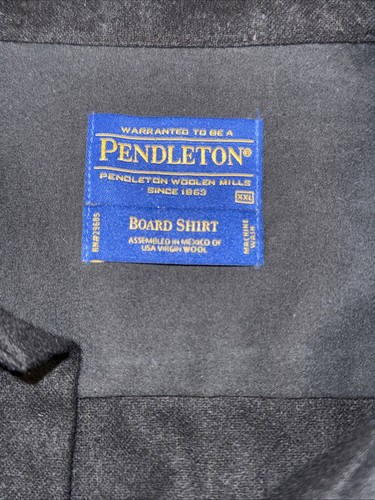 Pendleton Authentic Board Shirt Uomo Taglia XXL 100% Lana Vergine Tinta Unita Nero - Foto 2 di 9