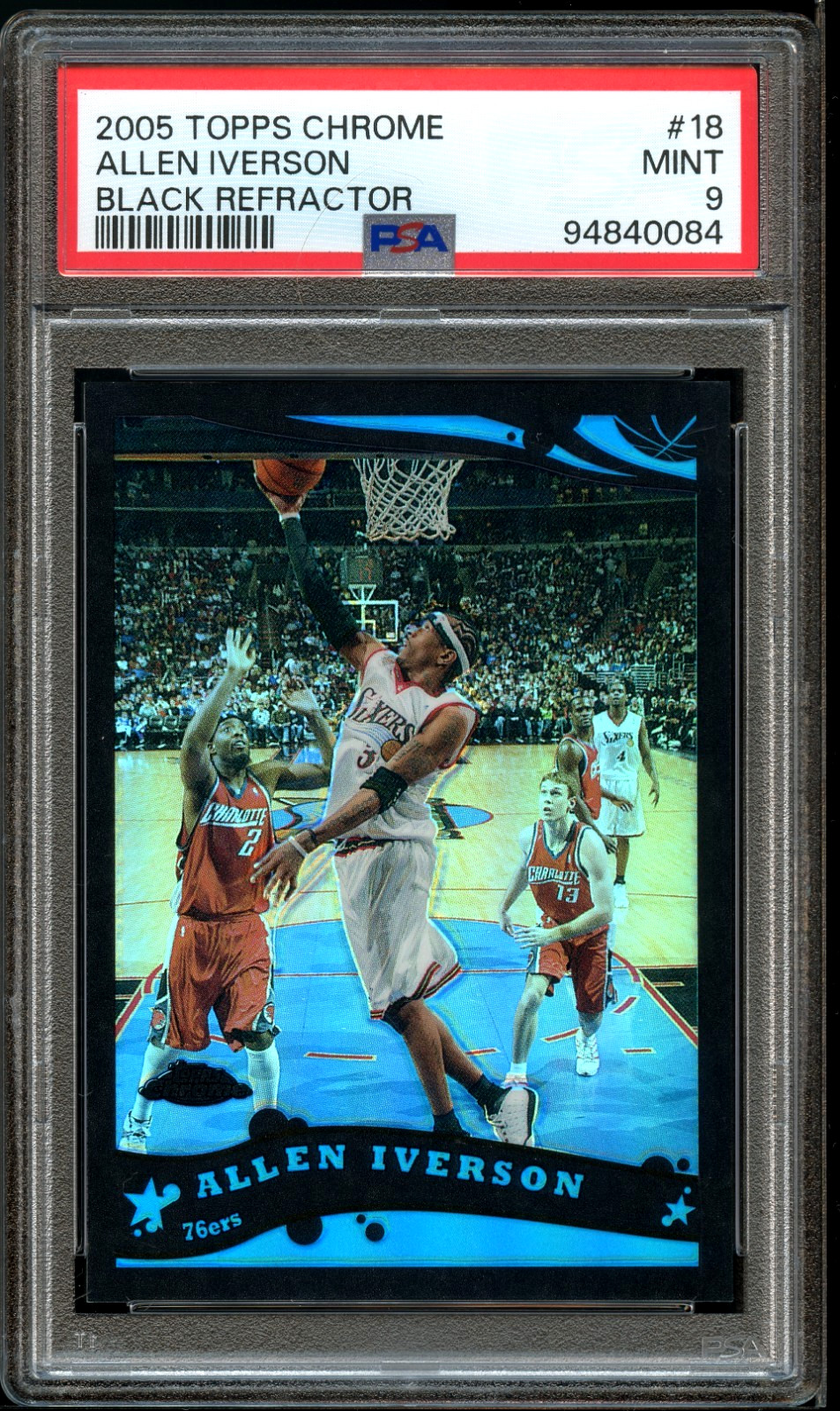 2005-06 Topps Chrome Black Refractor /399 Allen Iverson #18 PSA 9 MINT HOF