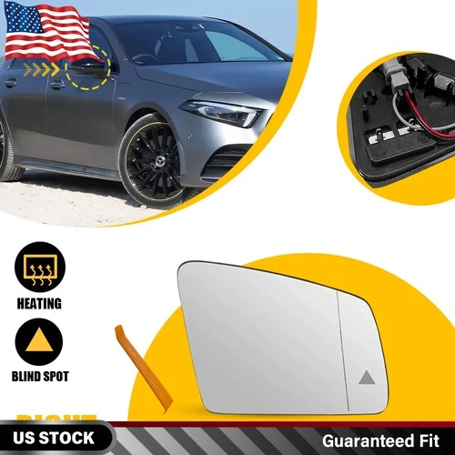 Mirror Glass Right Side w/Heated & Blind Spot For Mercedes-Benz A B C E S Class