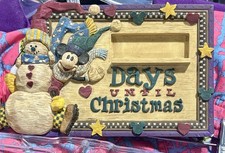 Placa Calendario Cuenta Regresiva Madera Muñeco de Nieve Días Hasta Navidad Mickey Mouse