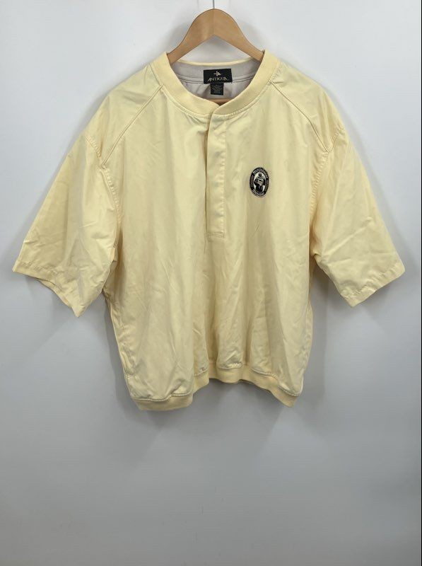 Antigua Men's Yellow Franziskaner Weissbier Patch Short Sleeve Golf Shirt Size L
