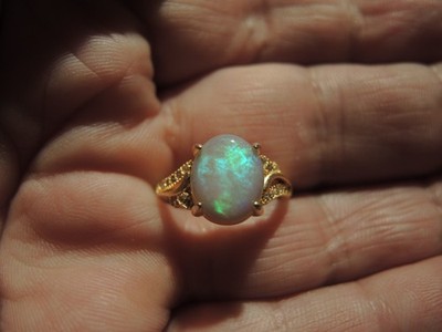 Australian Solid Semi-Black Opal Ring