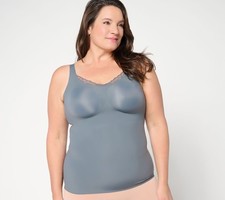 Evelyn Bobbie Lace Trimmed V-Neck Seamless Bra Cami Slate Grey 3XL New