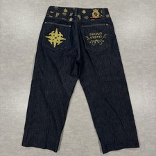Crown Holder Dark Blue Baggy Jeans Size 38x28 Mens Gold Button Fly Regius Vestio