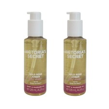 SET OF 2 NEW Victoria's Secret PINK Wild Rose Amber Body  Massage Oil, 4.3 oz