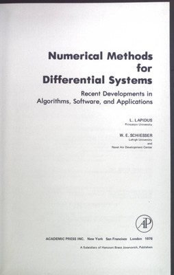 Numerical Methods for Differential Systems: Recent Developments in Algorithms, S