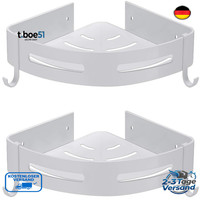 Duschablage 2 StüCk Weiß Aluminium Matte Duschkorb Badregal Ohne Bohren Ecke