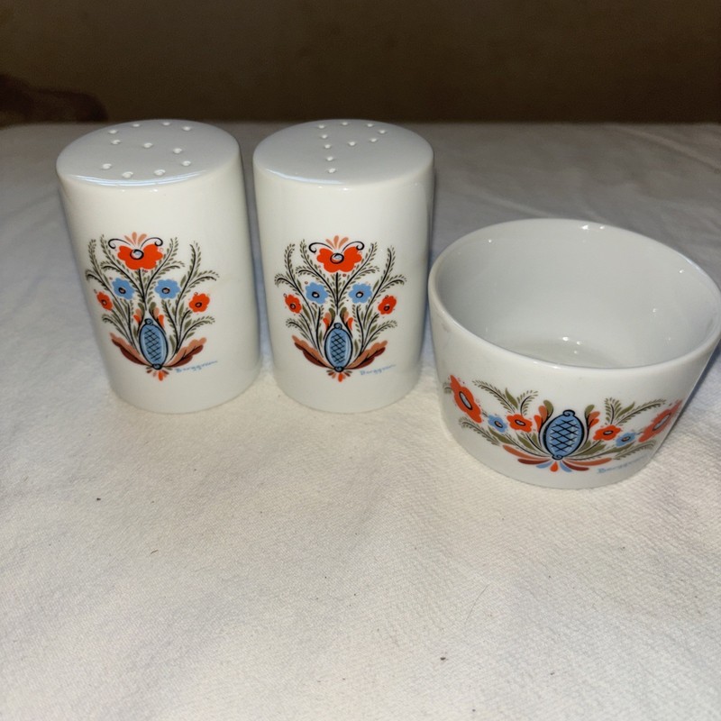 Vintage Berggren Salt & Pepper with Sugar Bowl. 1960’s Made In Norway MCM