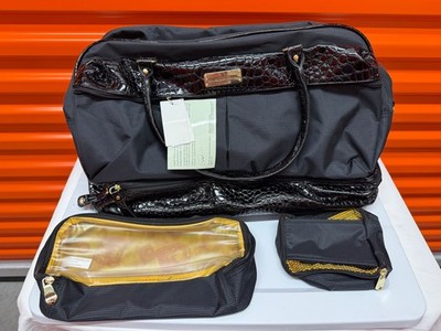 RARE SAMANTHA BROWN CLASSIC DROP BOTTOM SATCHEL W/ PACKING CUBES BLACK NWT