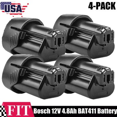 4X 4.8Ah Lithium Battery For Bosch 12Volt BAT411 BAT412 BAT414 GSR GDR GSB GWI