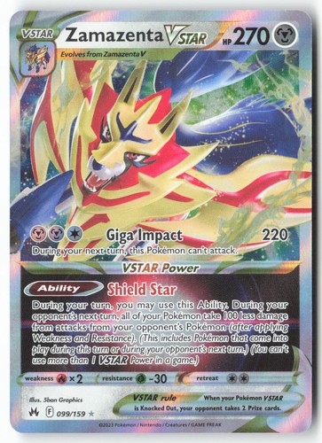 Zamazenta VSTAR 099/159 Holo VSTAR Rare Crown Zenith Pokemon Near Mint