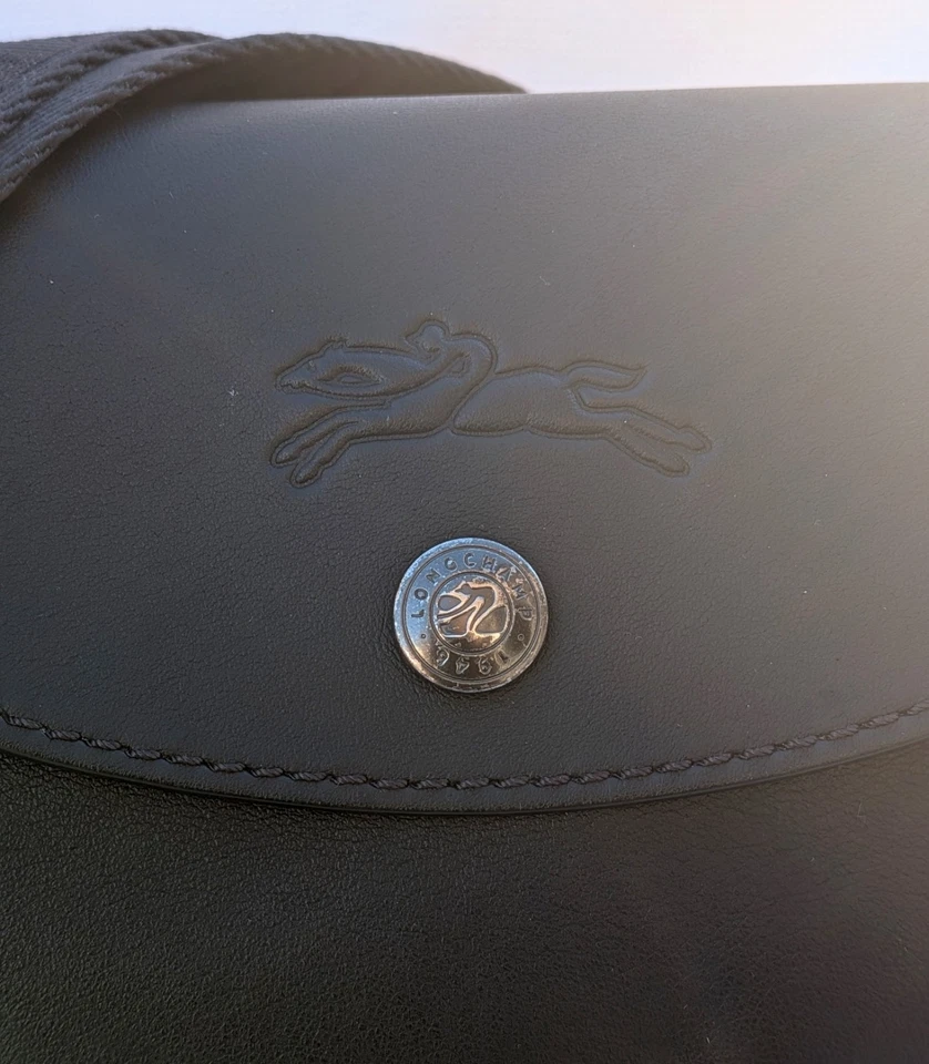 Longchamp Le Pliage Leather Crossbody Bag Black Adjustable Strap Dust Bag - Image 3 of 4