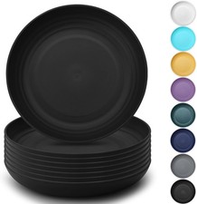 Kyraton Large Deep Plastic Plates 8 Pieces, 9 Inch Dinner Plates, Unbreakable a