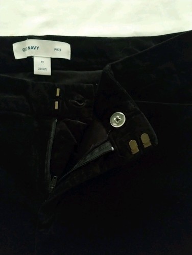 EUC WOMEN OLD NAVY BLACK VELVET PIXIE SKINNY STRETCH HOLIDAY DRESS PANTS 14 x27L - Picture 5 of 11
