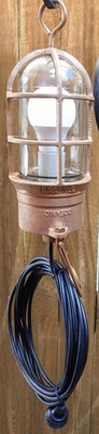 Vintage Oceanic Electrical Mfg. Bronze Cage Hanging Work Light 1973 Restored USA