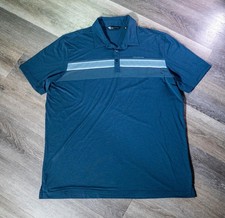 Travis Mathew Polo Shirt Mens 2XL Blue Stripe Short Sleeve Golf Performance Top