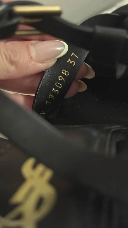 YVES SAINT LAURENT Sandalias de plataforma de aguja de cuero tacón alto negras 37 7 Foto 3 de 4