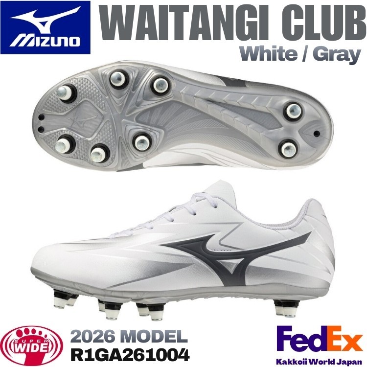 MIZUNO Rugby boots WAITANGI CLUB White/Gray R1GA261004 SUPER