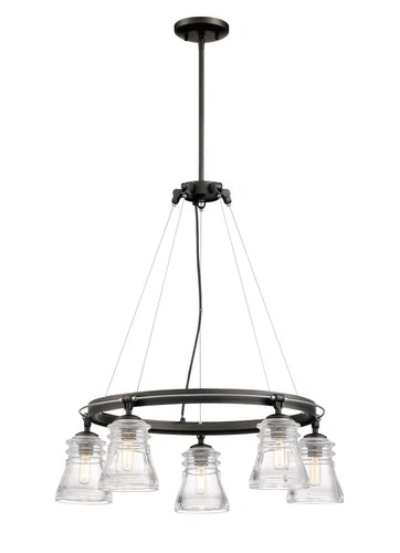 Minka Lavery 2736 Graham Avenue 5 Light 26"W Ring Chandelier - Smoked Iron / - Picture 2 of 2