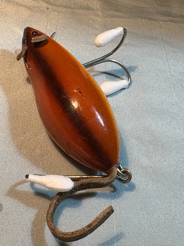 Ratón Heddon Dowagiac Meddow de madera temprana de colección plataforma en L hardware bonito Foto 4 de 4