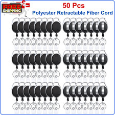 50 Pcs Retractable Badge Reels Bulk Badge Holders Clips ID Key Holder with Ring