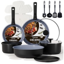 Black and Gray Cookware Set - Non Toxic, Induction Ready