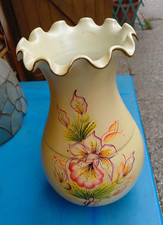 Vaso Ceramica Decorato A Mano Bassano  VINTAGE alto 27 cm bocca cm 14