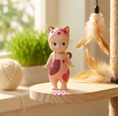 Sonny Angel Cat Life Series 2023 Lucky Pink Cat Figure Heart